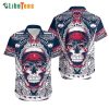 Wolves Flower Skull Patriots Hawaiian Shirt, Gifts For Patriots Fans