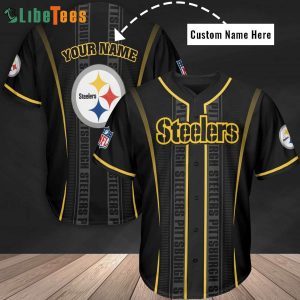Black Custom Name Pittsburgh Steelers Baseball Jersey Logo