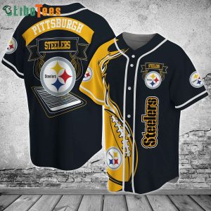 Black Pittsburgh Steelers Baseball Jersey Fire Rugby And Logo