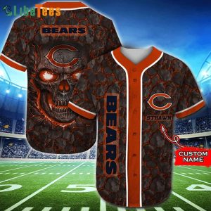 Personalized Chicago Bears Baseball Jersey Cool Skull And Logo