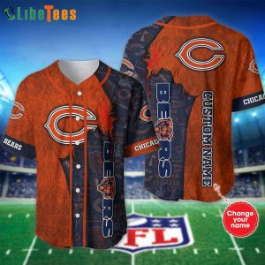 Chicago Bears Logo Pattern Baseball Jersey, Chicago Bear Gift Ideas