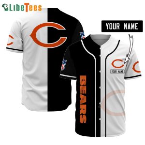 Chicago Bears Personalized  Baseball Jersey Simple White Black Design