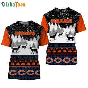 Chicago Bears T Shirt 3D Happy Christmas, Chicago Bear Gifts