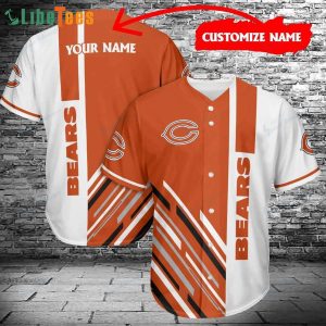 Custom Name Chicago Bears Baseball Jersey  Simple Orange White Design, Chicago Bear Gift Ideas