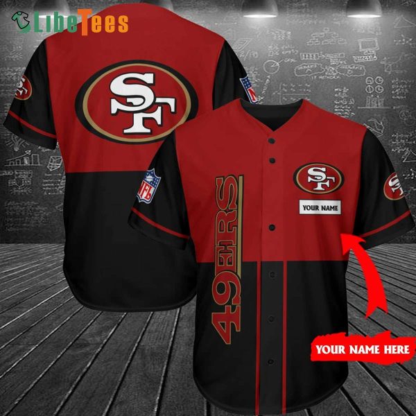 Custom Name San Francisco 49ers Baseball Jersey Black Red Symbol