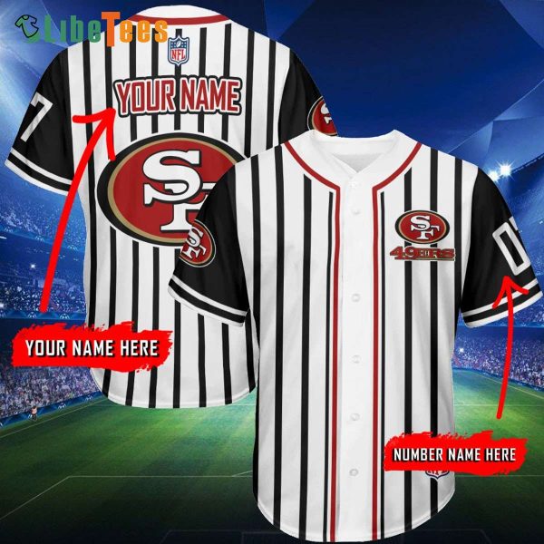 Custom Name San Francisco 49ers Baseball Jersey Black White Striped