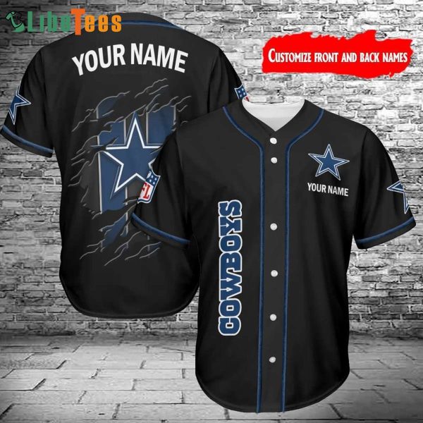 Dallas Cowboys Baseball Jersey, Custom Name And Cowboys Logo, Cowboys Gifts