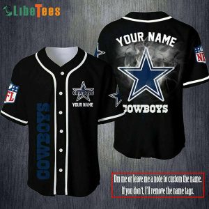 Dallas Cowboys Baseball Jersey, Custom Name  And Logo Black, Dallas Cowboys Gifts Ideas