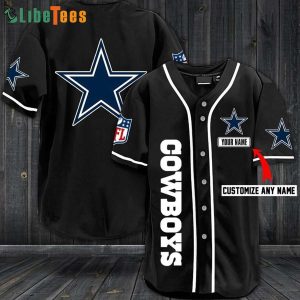 Dallas Cowboys Baseball Jersey, Custom Name And Logo Black, Unique Dallas Cowboys Gifts