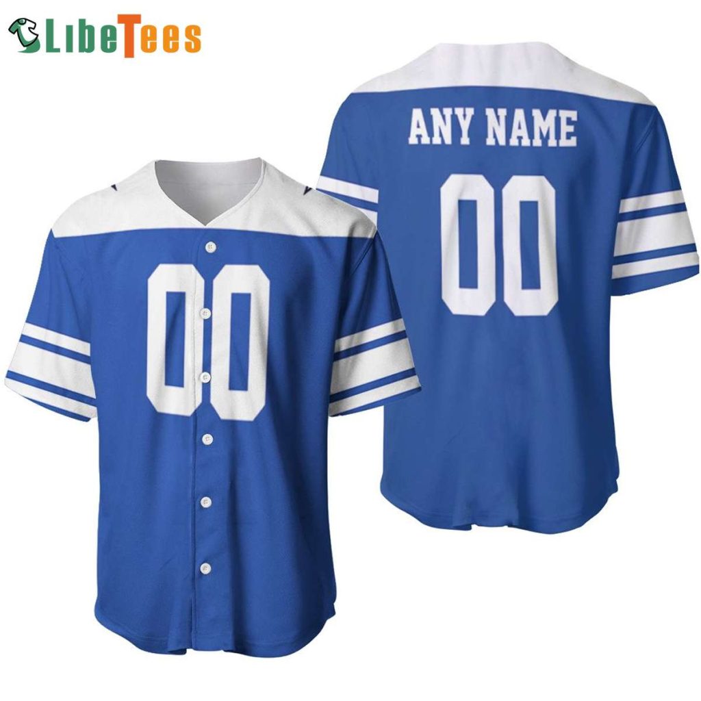 Dallas Cowboys Baseball Jersey, Custom Name And Number Blue And White, Unique Dallas Cowboys Gifts