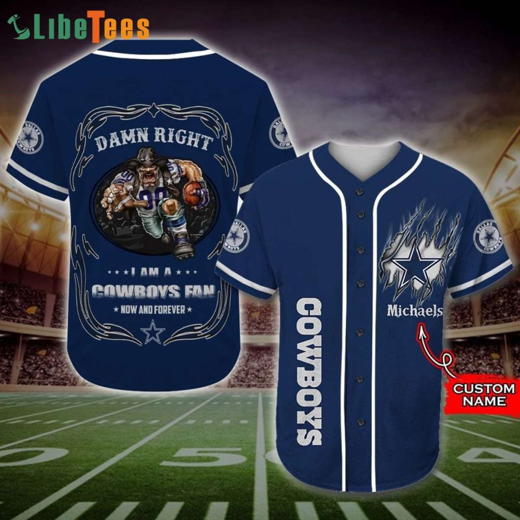 Dallas Cowboys Baseball Jersey, Custom Name Cowboys Navy Blue, Cowboys Gifts