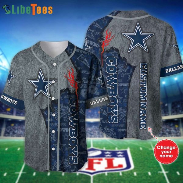 Dallas Cowboys Baseball Jersey, Custom Name Cowboys Patten, Cowboys Fans Gifts