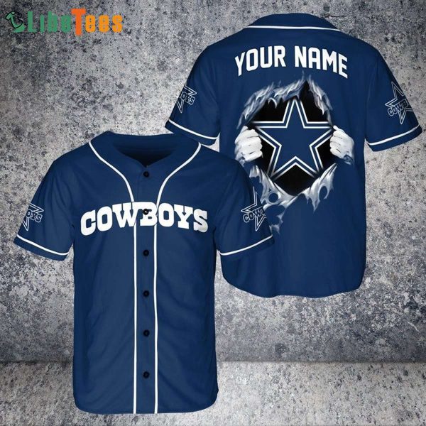 Dallas Cowboys Baseball Jersey, Cutom Name Cowboys Logo Navy Blue, Cowboys Gifts