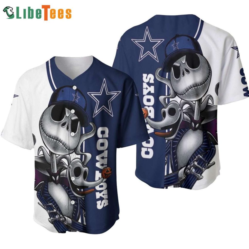 Dallas Cowboys Baseball Jersey, Jack Skellington And Zero, Unique Dallas Cowboys Gifts