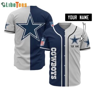 Dallas Cowboys Baseball Jersey, Personalized Cowboys Navy Blue And Grey, Cowboys Gifts