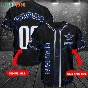 Dallas Cowboys Baseball Jersey, Personalized Thunder Pattern, Unique Dallas Cowboys Gifts