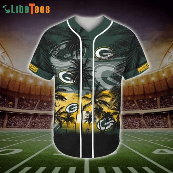 Green Bay Packers Baseball Jersey Palm Tree And Logo