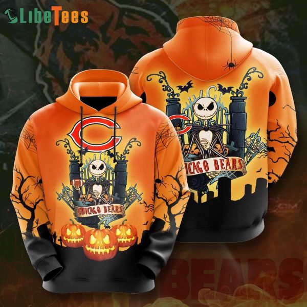 Jack Skellington And NFL Chicago Bears Hoodie 3D