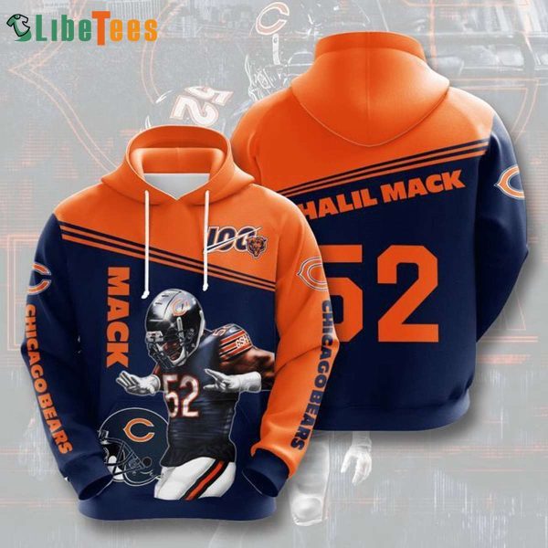 Khalil Mack 52 Chicago Bears Hoodie 3D