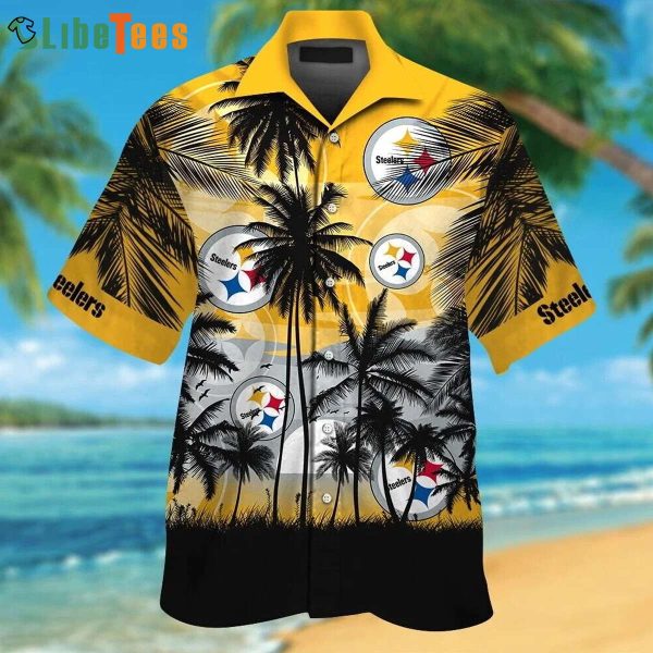 NFL Pittsburgh Steelers Logo And Coconut Tree, Steelers Hawaiian Shirt