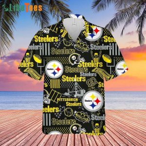 NFL Pittsburgh Steelers Logo And Helmets, Steelers Hawaiian Shirt