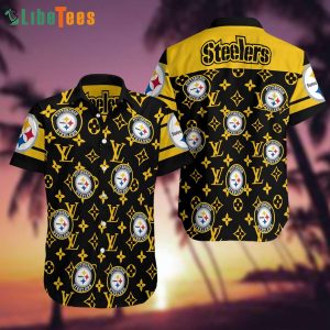 NFL Pittsburgh Steelers Logo And LV Graphic Steelers Hawaiian Shirt