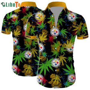 NFL Pittsburgh Steelers Logo And Leafs Pattern Hawaiian Shirt