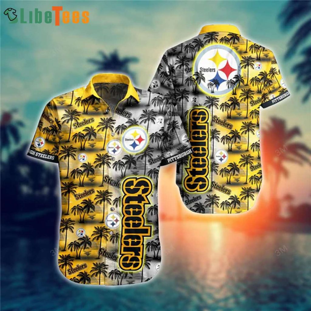 NFL Pittsburgh Steelers Logo And Palm Trees Pattern Steelers Hawaiian Shirt