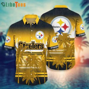 NFL Pittsburgh Steelers Logo And Tropical Graphic, Steelers Hawaiian Shirt