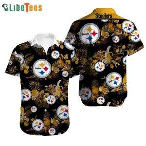 NFL Pittsburgh Steelers Logo And Tropical Graphic Steelers Hawaiian Shirt