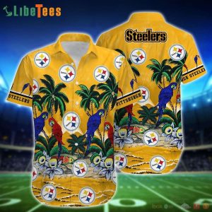 NFL Pittsburgh Steelers Logo Parrot Island Steelers Hawaiian Shirt