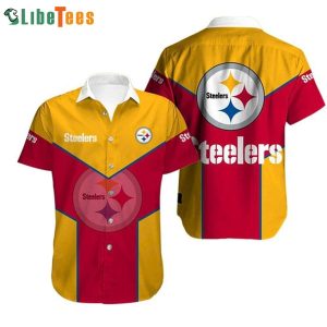 NFL Pittsburgh Steelers Logo Red And Yellow Steelers Hawaiian Shirt