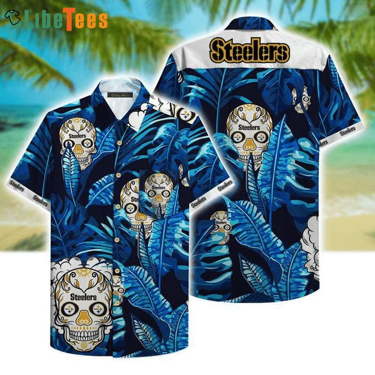 Pittsburgh Steelers Skull And Flower Hawaiian Shirt Gift For