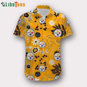 NFL Pittsburgh Steelers Logo Yellow Pattern Steelers Hawaiian Shirt