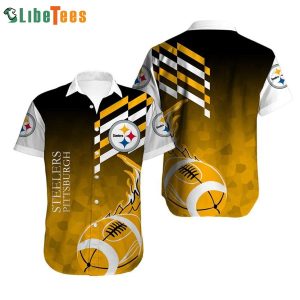 NFL Pittsburgh Steelers Logo Yellow Rugby Fire Graphic Steelers Hawaiian Shirt