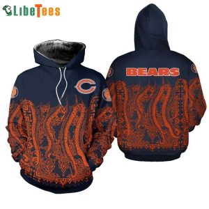 Navy Blue And Orange Chicago Bears Team 3D Hoodie