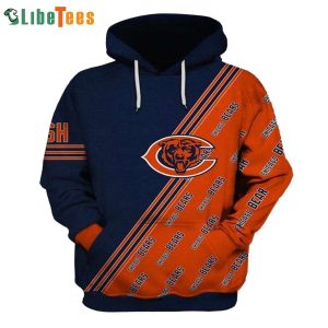 Navy Blue And Orange NFL Chicago Bears 3D Hoodie