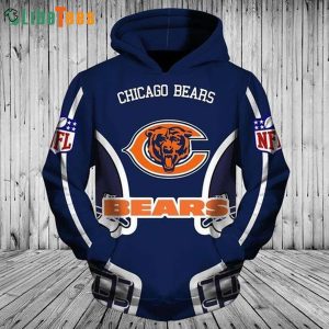 Navy Blue Chicago Bears Hoodie 3D