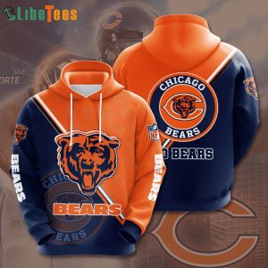 Orange And Blue Chicago Bears 3D Hoodie
