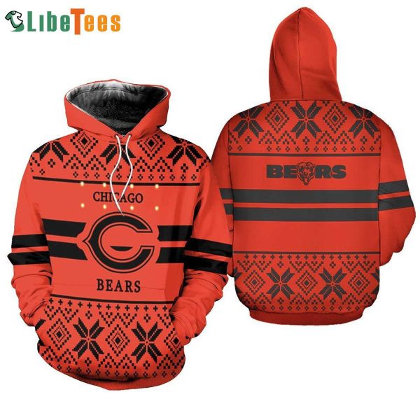 Orange And Chicago Bears Logo 3D Hoodie