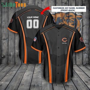 Personalize Chicago Bears Baseball Jersey Simple Black Design, Chicago Bear Gift Ideas
