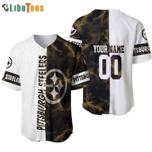 Personalized Black And White Steelers Baseball Jersey