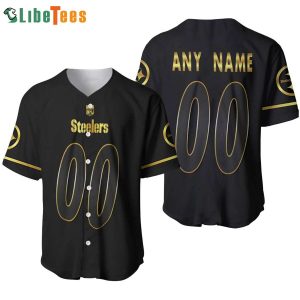 Personalized Black Golden Steelers Baseball Jersey