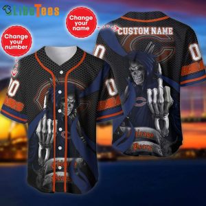 Personalized Chicago Bears Baseball Jersey Death And Logo, Chicago Bear Gift Ideas