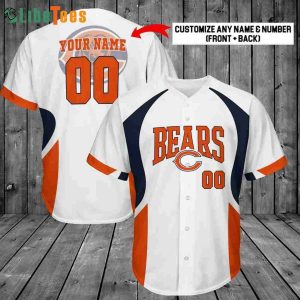 Personalized Chicago Bears Baseball Jersey Orange And White, Chicago Bear Gift Ideas