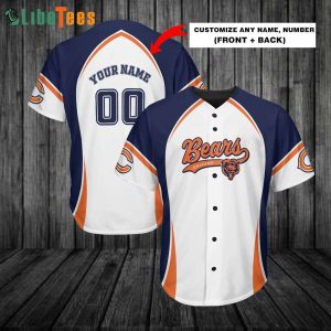 Personalized Chicago Bears Baseball Jersey Simple Team Color Design Chicago Bear Gift Ideas