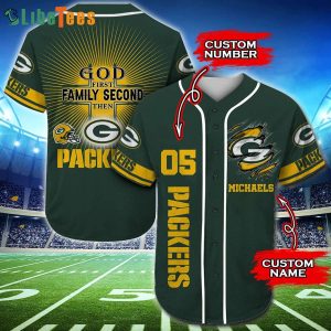 Personalized Green Bay Packers Baseball Jersey God First Family Second