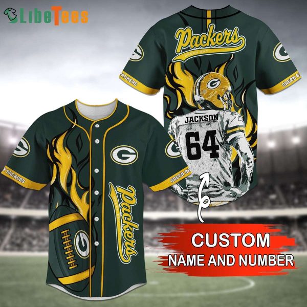 Personalized Green Bay Packers Baseball Jersey Player And Logo Graphic