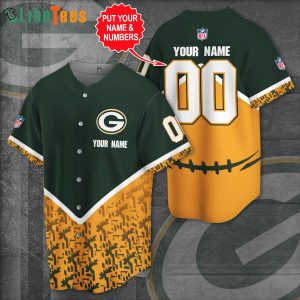 Personalized Green Bay Packers Baseball Jersey Simple Team Color Design