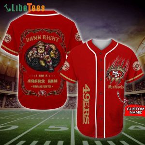 Personalized San Francisco 49ers Baseball Jersey Mascot Damn Right